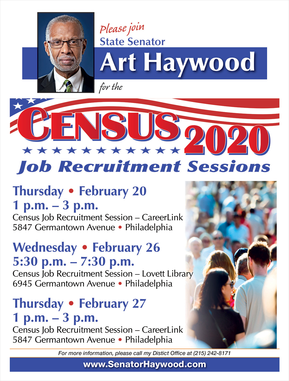 Census Job Recruitment Session Senator Art Haywood