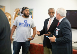 July 8, 2019: Senator Haywood joins Will Parks, Darnell Artis, Philadelphia CeaseFire, The Regular Fellows Foundation, Philadelphia Parks and Recreation, and Elder Harrison for the announcement of Ahead of the Game a basketball league being implemented to combat community violence in Northwest Philadelphia.