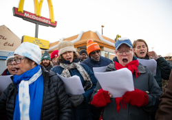 December 19, 2019: State Senator Art Haywood joined POWER to Carol for A McRaise event outside of the Chelten Avenue McDonald’s.  This was an effort to get owner Derek Giacomantonio to raise the wage of his employees to $15 an hour.