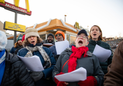 December 19, 2019: State Senator Art Haywood joined POWER to Carol for A McRaise event outside of the Chelten Avenue McDonald’s.  This was an effort to get owner Derek Giacomantonio to raise the wage of his employees to $15 an hour.