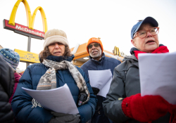 December 19, 2019: State Senator Art Haywood joined POWER to Carol for A McRaise event outside of the Chelten Avenue McDonald’s.  This was an effort to get owner Derek Giacomantonio to raise the wage of his employees to $15 an hour.