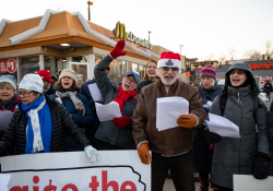 December 19, 2019: State Senator Art Haywood joined POWER to Carol for A McRaise event outside of the Chelten Avenue McDonald’s.  This was an effort to get owner Derek Giacomantonio to raise the wage of his employees to $15 an hour.