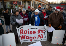 December 19, 2019: State Senator Art Haywood joined POWER to Carol for A McRaise event outside of the Chelten Avenue McDonald’s.  This was an effort to get owner Derek Giacomantonio to raise the wage of his employees to $15 an hour.