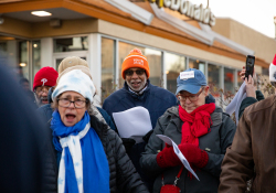 December 19, 2019: State Senator Art Haywood joined POWER to Carol for A McRaise event outside of the Chelten Avenue McDonald’s.  This was an effort to get owner Derek Giacomantonio to raise the wage of his employees to $15 an hour.