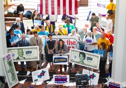September 17, 2019: Sen. Haywood joins fellow minimum wage activists in the Capitol to demand action on several pending bills that would raise the state’s minimum wage.