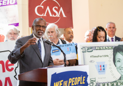September 17, 2019: Sen. Haywood joins fellow minimum wage activists in the Capitol to demand action on several pending bills that would raise the state’s minimum wage.