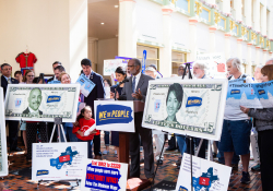 September 17, 2019: Sen. Haywood joins fellow minimum wage activists in the Capitol to demand action on several pending bills that would raise the state’s minimum wage.