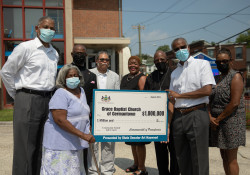 August 11, 2021:  State Senator Art Haywood  joins Rev. Dr. J. Henry Buck, Jr., Senior Pastor at Grace Baptist Church of Germantown, for a check presentation and press conference.  Grace Baptist Church of Germantown received a $1 million grant from the Redevelopment Assistance Capital Program (RACP) in 2020 to construct the Grace Community Family Life Center.