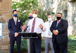 September 15, 2021: Sen. Haywood visited Chestnut Hill Hospital to deliver a check for $500,000 to purchase a new air conditioning unit for the facility.