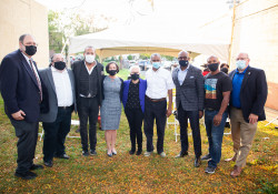 October 14, 2021: Sen. Haywood invited local civic and religious leaders to a Love Your Neighbor Rally last night outside his district office in Roslyn.