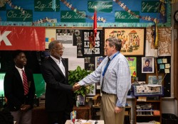 September 25, 2023: Senator Art Haywood presents check to The DePaul Catholic School in Germantown . DePaul Catholic, part of the Independence Mission Schools Network will utilize their RACP grant to renovate a former church into a versatile space, benefiting low- and moderate-income families.
