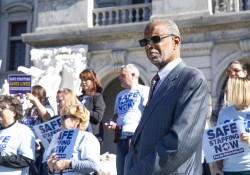 October 24, 2023: Sens. Haywood and Collett were joined by Democratic colleagues and health-care professionals today on the steps of the Capitol to call for Senate passage of the Patient Safety Act, which passed the House in June.