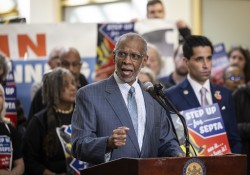 March 18, 2024: Senator Art Haywood joined The Save The Train Organizers at the Capitol for a press event in support of their efforts to fund SEPTA and keep the Chestnut Hill Line running.