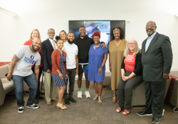 July 8, 2019: Senator Haywood joins Will Parks, Darnell Artis, Philadelphia CeaseFire, The Regular Fellows Foundation, Philadelphia Parks and Recreation, and Elder Harrison for the announcement of Ahead of the Game a basketball league being implemented to combat community violence in Northwest Philadelphia.