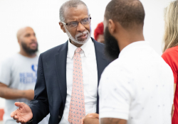 July 8, 2019: Senator Haywood joins Will Parks, Darnell Artis, Philadelphia CeaseFire, The Regular Fellows Foundation, Philadelphia Parks and Recreation, and Elder Harrison for the announcement of Ahead of the Game a basketball league being implemented to combat community violence in Northwest Philadelphia.