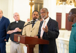 June 24, 2019: Health and Human Services Committee Democratic Chairman State Senator Art Haywood joined members of the PA General Assembly and statewide advocates to fight to protect the General Assistance program. House Bill 33, which is now in the Senate for consideration, would eliminate the program which provides cash assistance to those who are in urgent need.