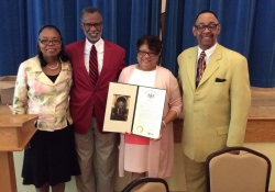 May 18, 2016: Senator Haywood presents the Center in the Park Songsters with a citation on their 30th Anniversary