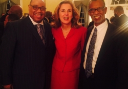 February 24, 2015: My Chief of Staff, Dwight Lewis, and I joined Katie Mcginty to celebrate Black History Month at the Governor's Mansion.