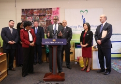 February 4, 2016: Sen. Haywood joins Governor Wolf, Mayor Kenney, Senator Hughes and other elected officials to support additional school funding at West Philadelphia Community Center.