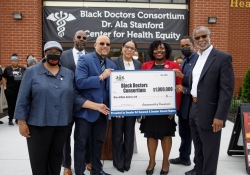May 16, 2022 – Senator Art Haywood, Senator Vincent Hughes , and House Democratic Leader Joanna McClinton hosted a check presentation and press conference at the Dr. Ala Stanford Center for Health Equity (ASHE) in Philadelphia. They presented a $2.8 million check to the Pennsylvania School-Based Health Alliance for behavioral health services in school-based health centers and a $1 million check to the Black Doctors Consortium for health programs assistance and continued growth.
