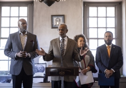 February 22, 2024:  Senator Art Haywood hosted a press conference to release a follow-up report to his 2023 State of Black PA Report.  Senator Haywood was joined by Senator Vincent Hughes (D-7), Philadelphia City Councilmember Cindy Bass, Philadelphia NAACP Branch President Catherine Hicks, Urban League of Philadelphia President and CEO Dr. Darrien Anderson, and Anthony Luker- representing the Governor Shapiro administration.