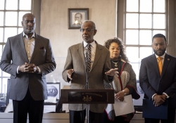 February 22, 2024:  Senator Art Haywood hosted a press conference to release a follow-up report to his 2023 State of Black PA Report.  Senator Haywood was joined by Senator Vincent Hughes (D-7), Philadelphia City Councilmember Cindy Bass, Philadelphia NAACP Branch President Catherine Hicks, Urban League of Philadelphia President and CEO Dr. Darrien Anderson, and Anthony Luker- representing the Governor Shapiro administration.