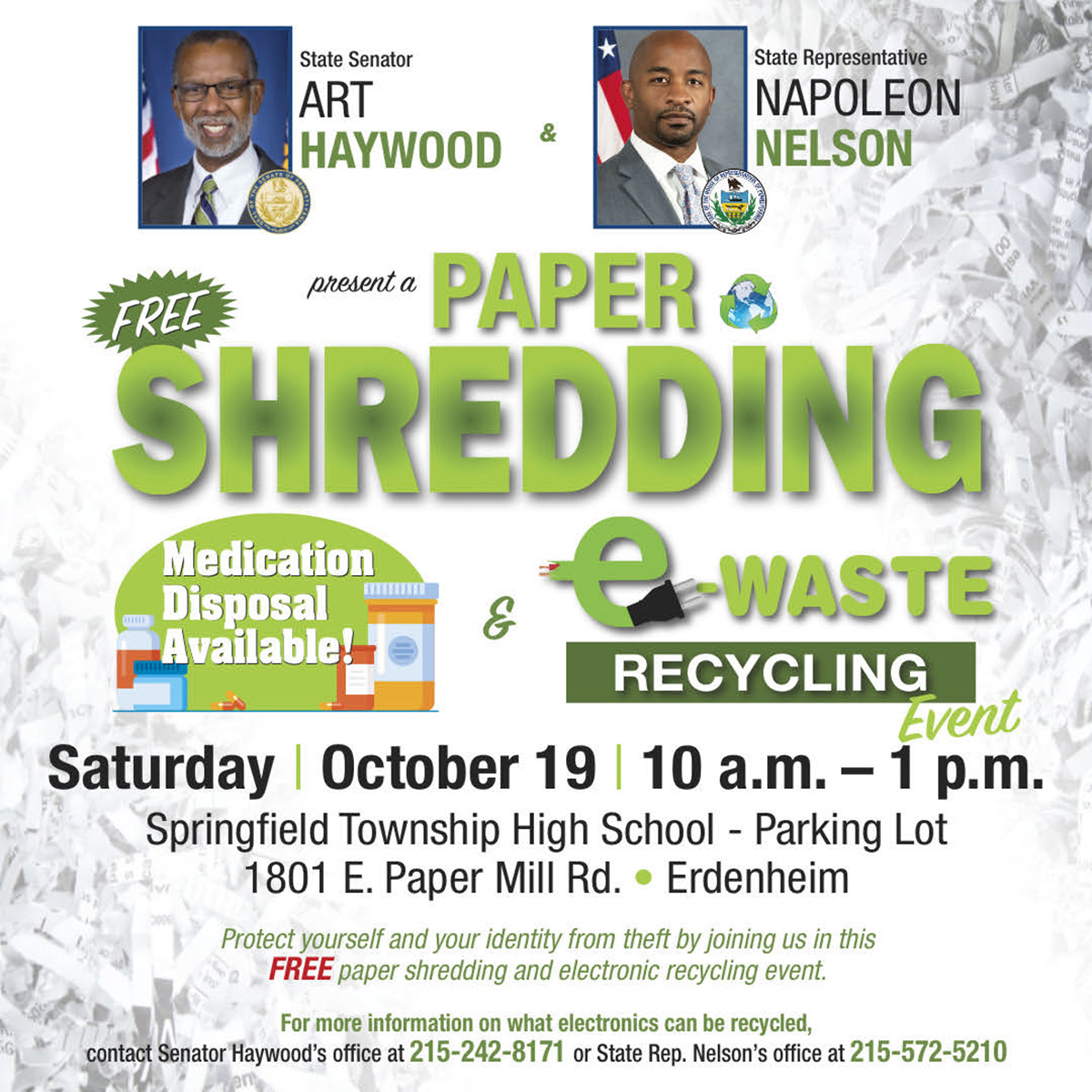 Free Paper Shredding & Electronics Recycling Event - October 19, 2024