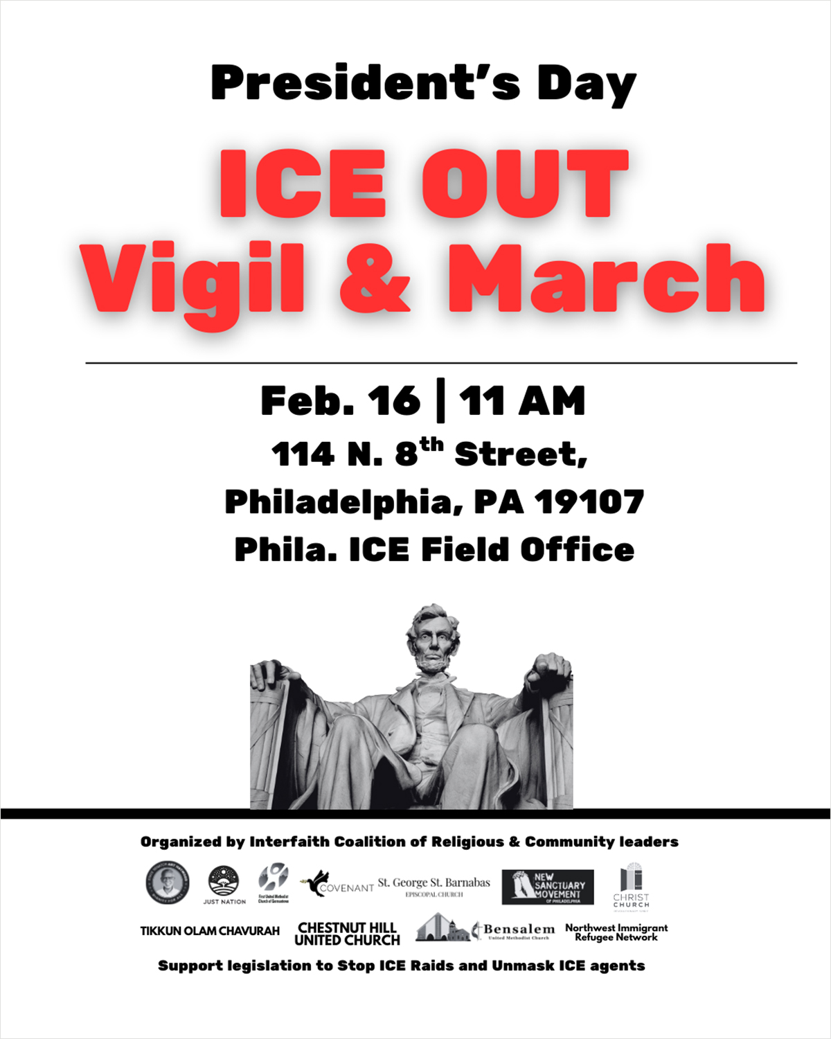 President’s Day ICE Out - March & Vigil to Stop ICE Raids